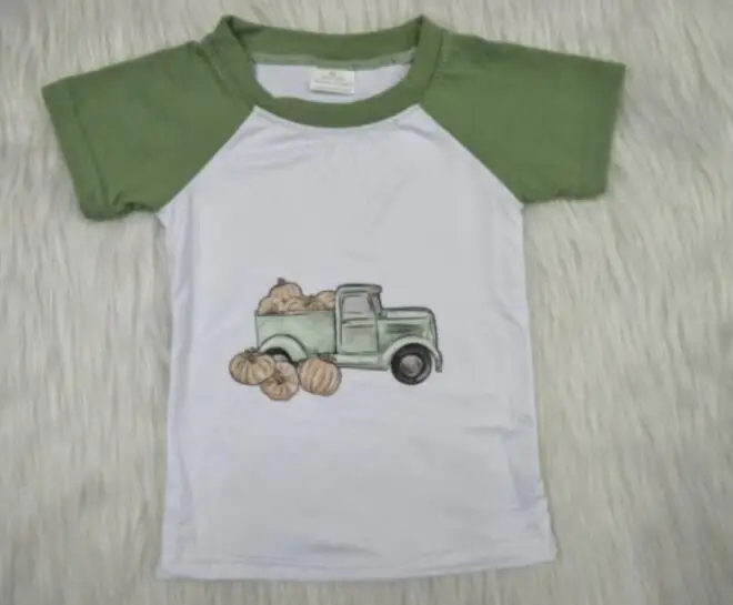 Футболка для мальчиков Топ Хэллоуин детская одежда мальчик Тыква машина модная