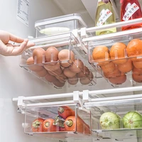 plastic clear fridge organizer slide under shelf drawer box rack holder refrigerator drawer fruit food storage box home kitchen