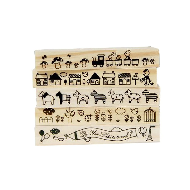 

1PCS 10x1.5cm long strip stamp with five random patterns Rubber Stamps For Scrapbooking Stationery