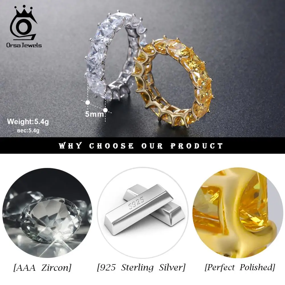 ORSA JEWELS реальные 925 пробы Серебряные кольца для Для женщин Для мужчин Обручение и обручальное AAA CZ модные праздничные ювелирные изделия SR48