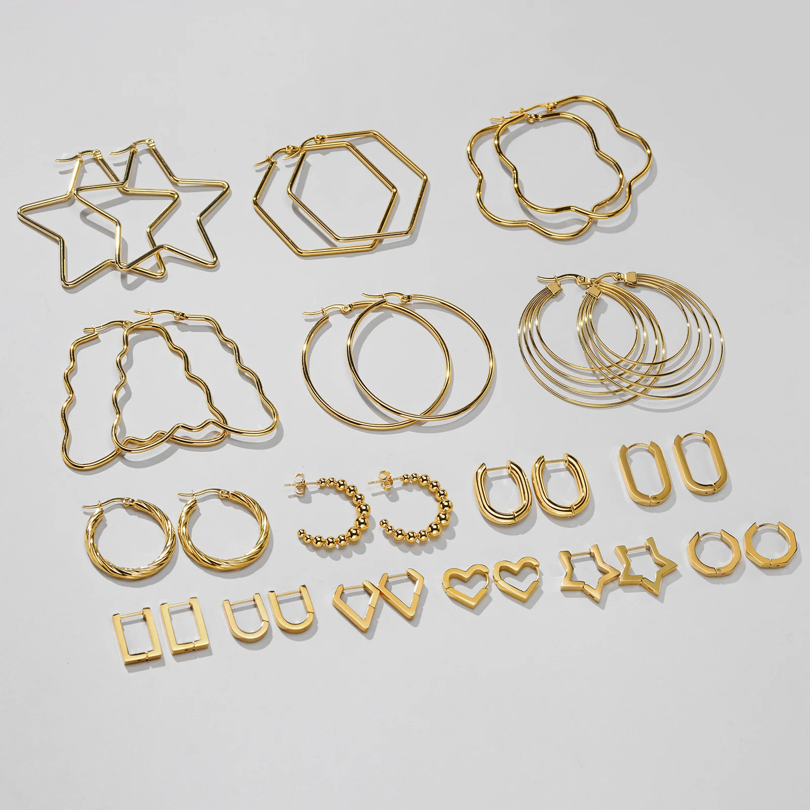 

1 Piece/ Pair Geometric Earrings for Women, Anti Allergy Gold Color Stainless Steel Hoop Ear Clip Accessory,Chic Gifts Jewelry