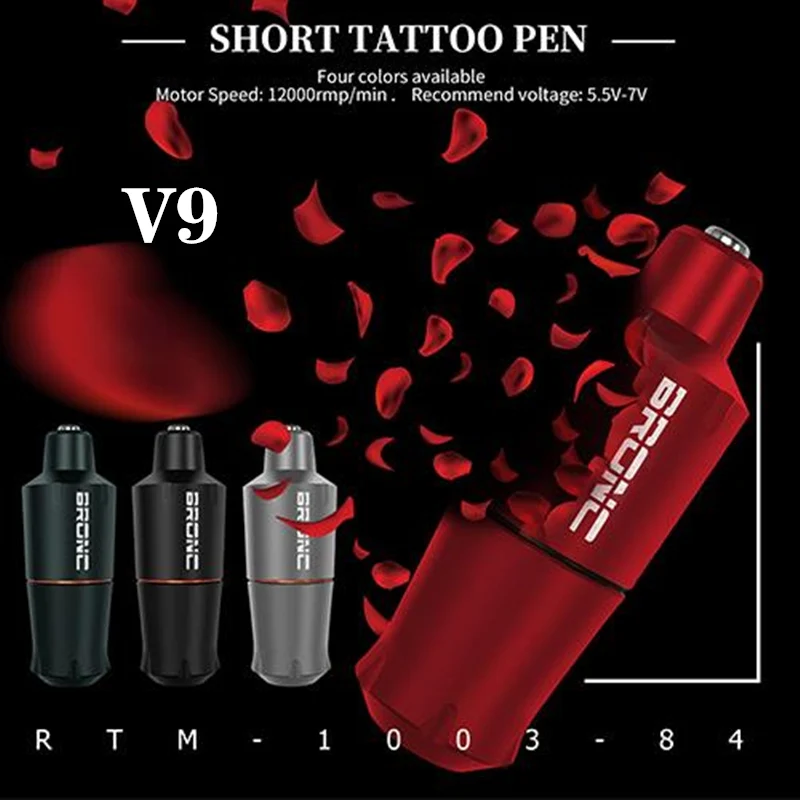 Мини-ротационная тату-машина BRONC Short Pen V9 с швейцарским двигателем, мощная и тихая, для лайнера и шейдера с картриджной иглой. Бесплатная доставка.