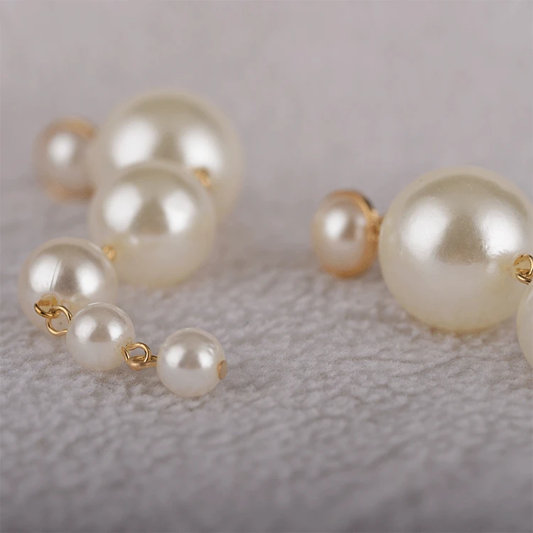 

QW Japanese Korean temperament elegant large string of pearl earrings Chen Jon with long earrings wholesale