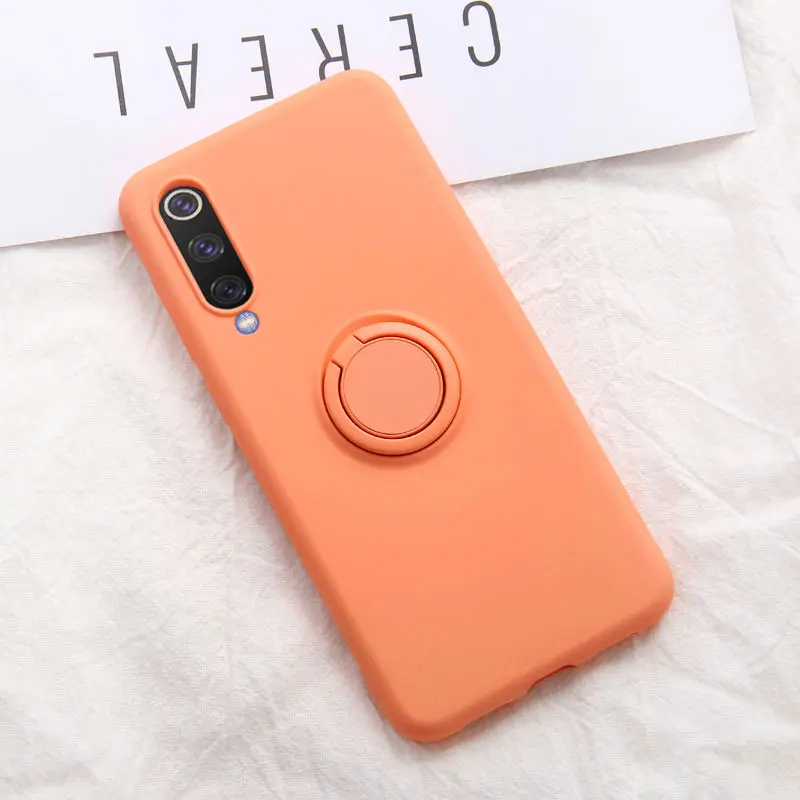 Orange Мягкий силиконовый чехол, чехол для Xiaomi mi 9 SE mi 9 Red mi K20 Pro 9 T, металлическое кольцо-держатель для телефона, силиконовый чехол на Xiaomi mi 9 SE, чехол 9SE - Цвет: Orange