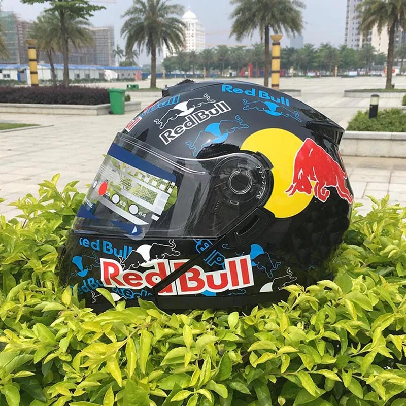 Мотоциклетный шлем с двойным козырьком защитный на все лицо для мужчин и женщин