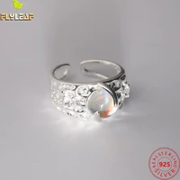 nature moonstone 100 925 sterling silver rings for women zircon open ring fashion fine jewelry texture lines