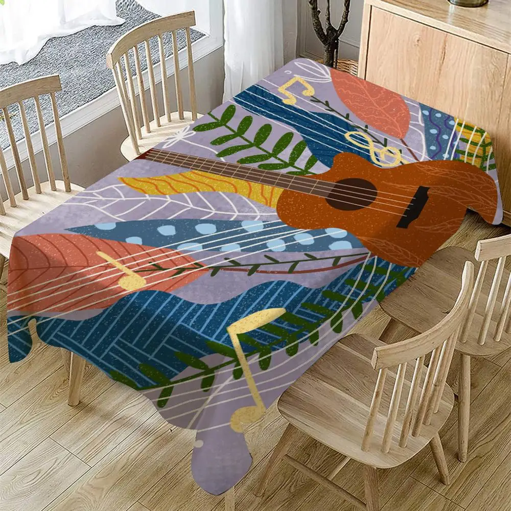 

Guitar Print Tablecloth Waterproof Oilproof Rectangular Table Cloth Hotel Restaurant Family Practical Party Dinning Tablecloth