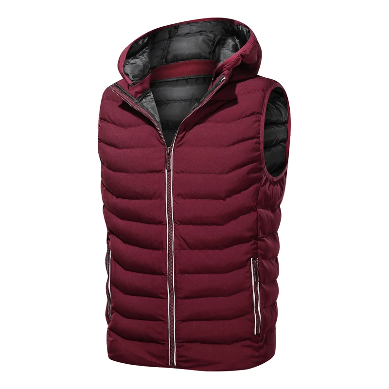

Vest Winter Men 2021 New Hooded Sleeveless Vests Jacket WaistCoat Hat Detachable Male Fashion Casual Warm Cotton-Padded Outwear