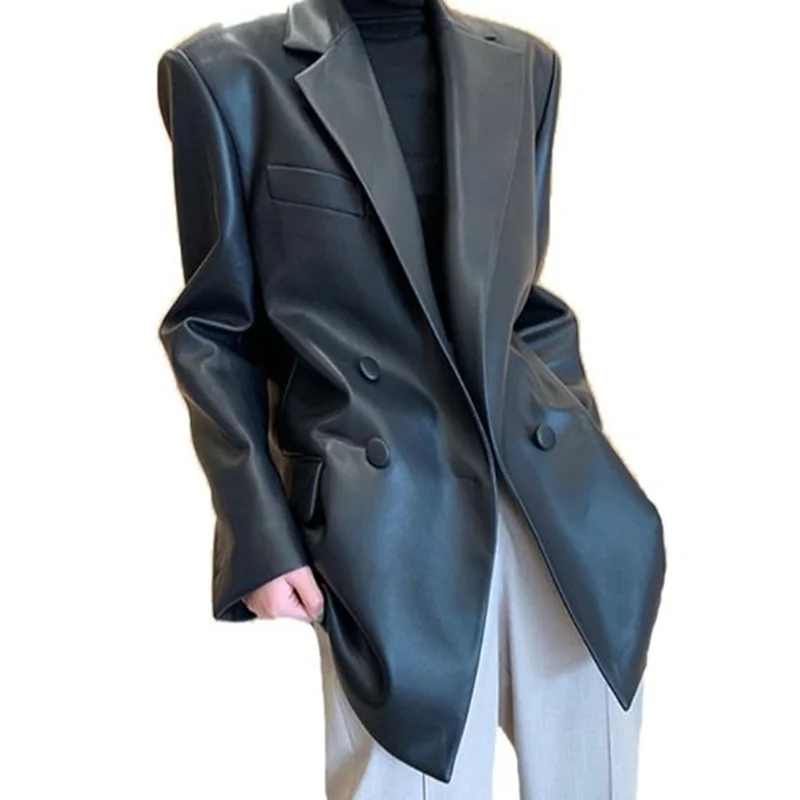 

jacket female 2021 spring and autumn new pu leather suit jacket women