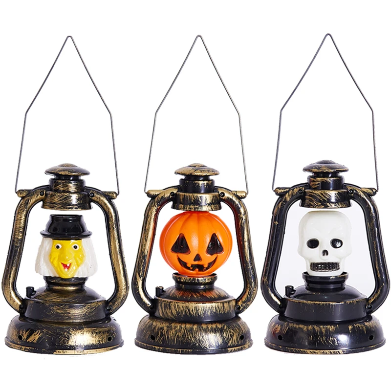 Хэллоуин ручная Тыква светлая забавная творческая Череп Призрак Фонарь