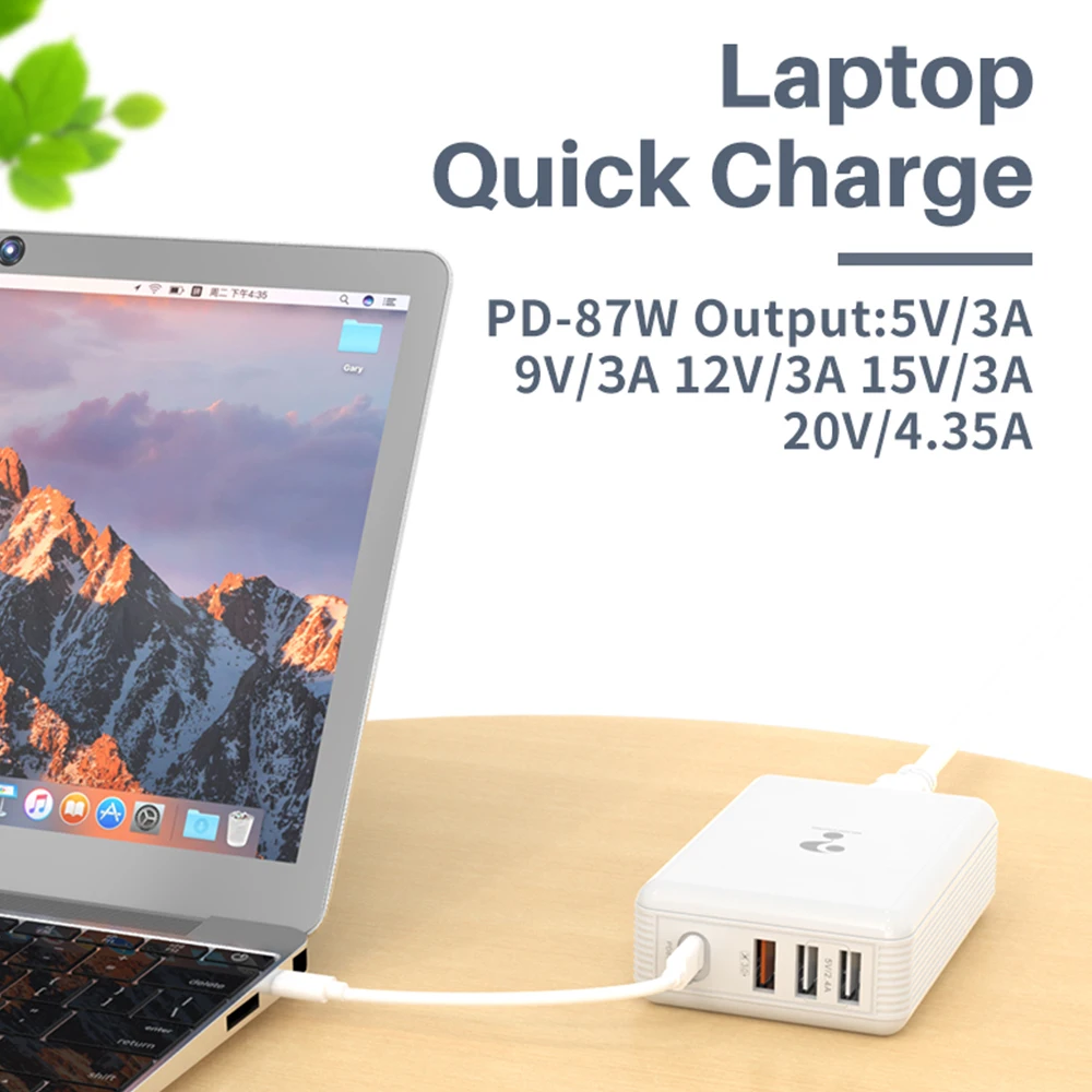 Smart Charger PD100W Quick Charge QC3.0 Fast Charging PPS hub usb Portable Travel Hub Adapter for ipad Laptop iphone X 7L Xiaomi