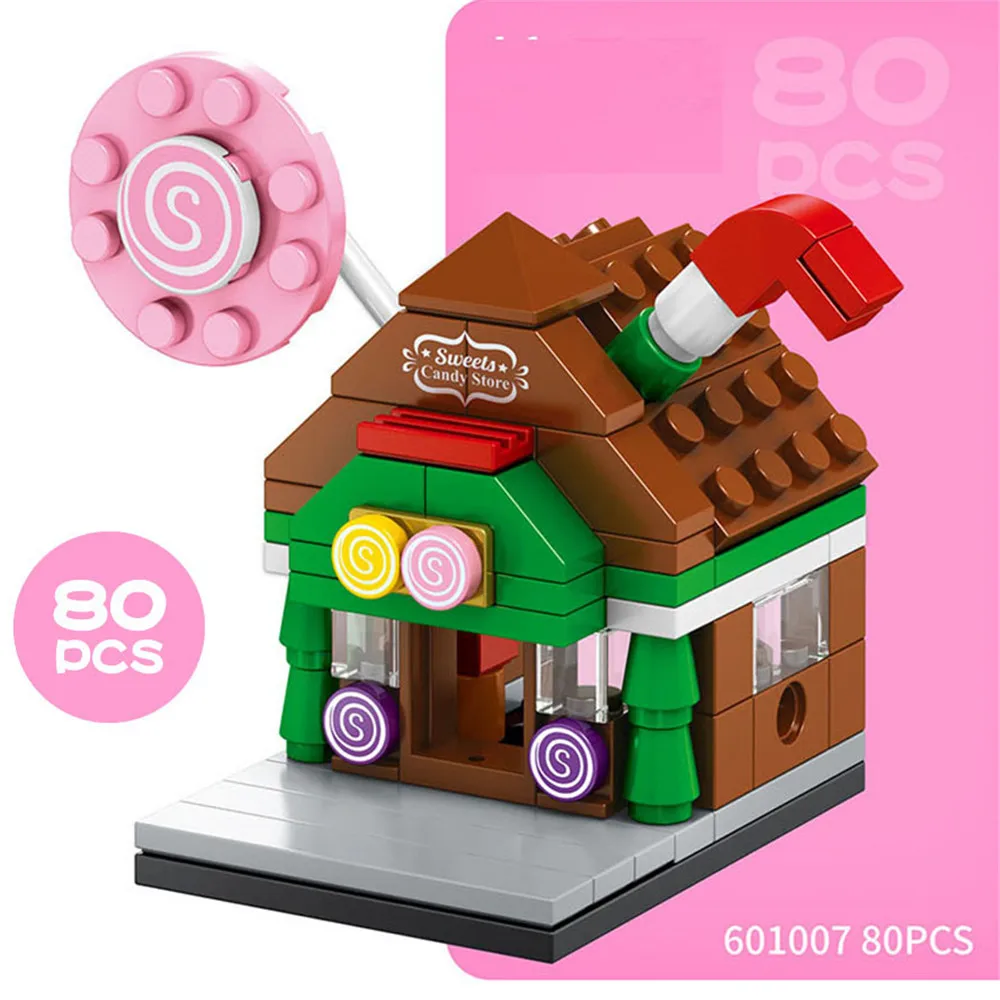 Single Mini City Street Series Fruit Flower Shop 3D Model Building Blocks Architecture Bricks Toys For Children Boys Girls Gifts | Игрушки и