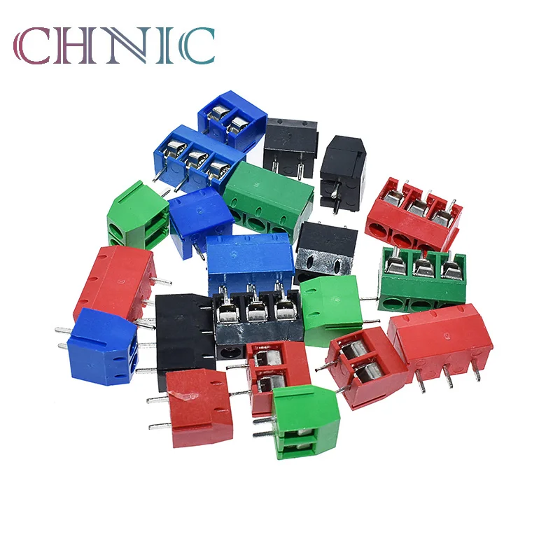 20PCS KF301-2P KF301-3P KF301-5.0-2P KF301 2Pin 3Pin Screw 2Pin 5.0mm Straight PCB Screw Terminal Block Connector Blue Red green