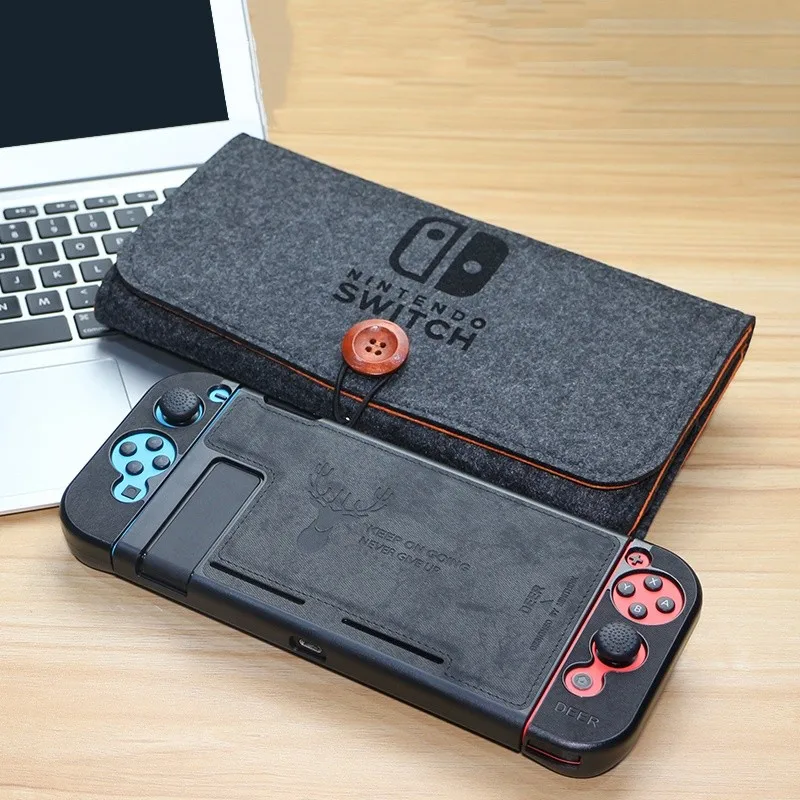 Black Shell and Bag Тканевый чехол, силиконовый защитный чехол для задней панели Joy-Con, защита от пота, для переключателя с переключателем, с защитой экрана - Цвет: Black Shell and Bag