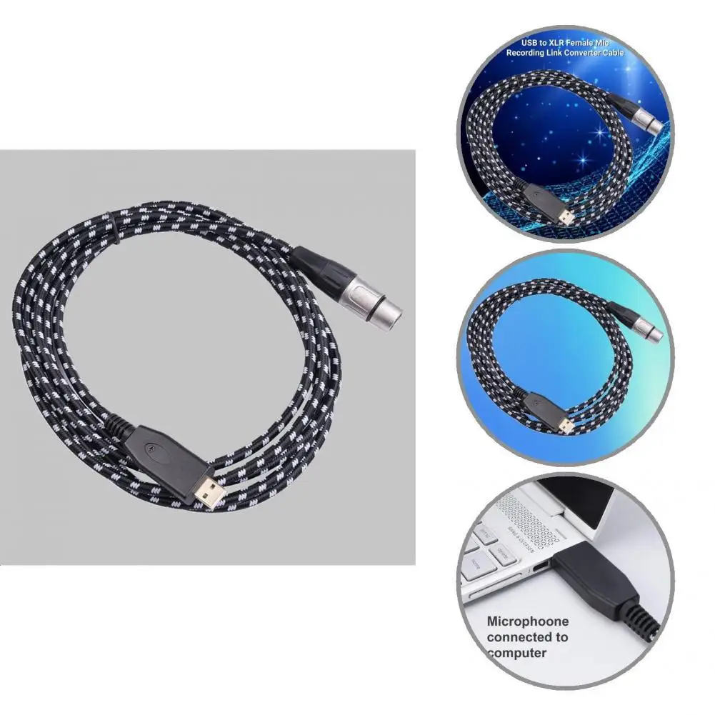 

Gold-Plated Reliable USB to XLR Female Microphone Connector Cord for Studio