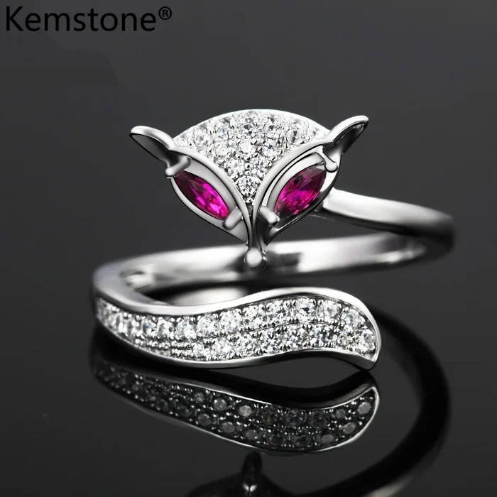 Женское регулируемое кольцо Kemstone медное манжета с красным глазом огнем лисой и