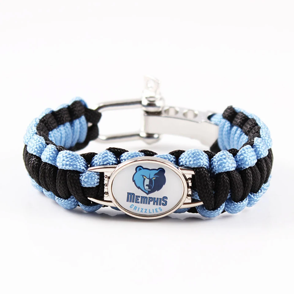 Black-Blue Вязаный браслет для баскетбола, Модный Цветной веревочный плетеный браслет знаменитой баскетбольной команды, очаровательный мужской браслет, мужские ювелирные изделия - Окраска металла: Black-Blue