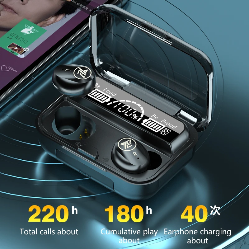 TWS-стереонаушники M16 с поддержкой Bluetooth 5 1 и зарядным футляром на 2000 мА · ч |