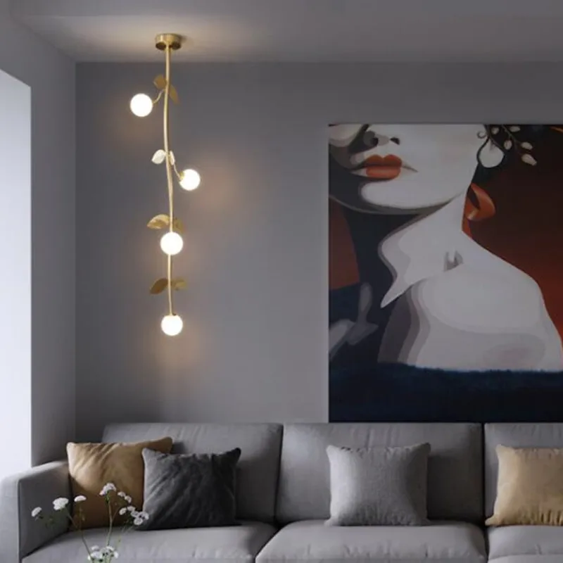 

Creative Brass Living Room Bedroom Decoration Hanging Lighting Fixtures Nordic Art Branches Bedside LED Chandeliers