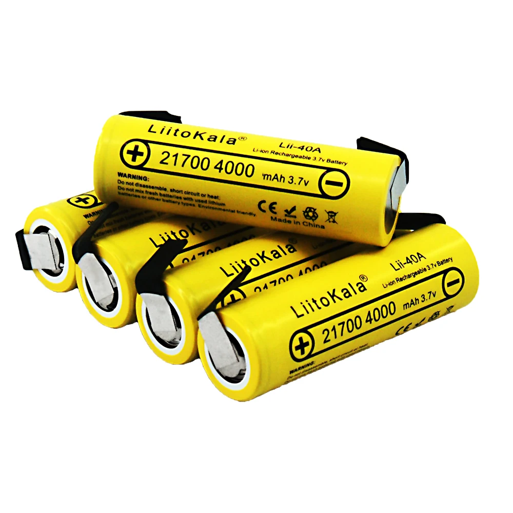 

NEW 2020 Liitokala Lii-40A 21700 4000 mah li-ni bateria 3.7 v 40a para alta descarga mod/kit 3.7 v 15a power + diy nicke