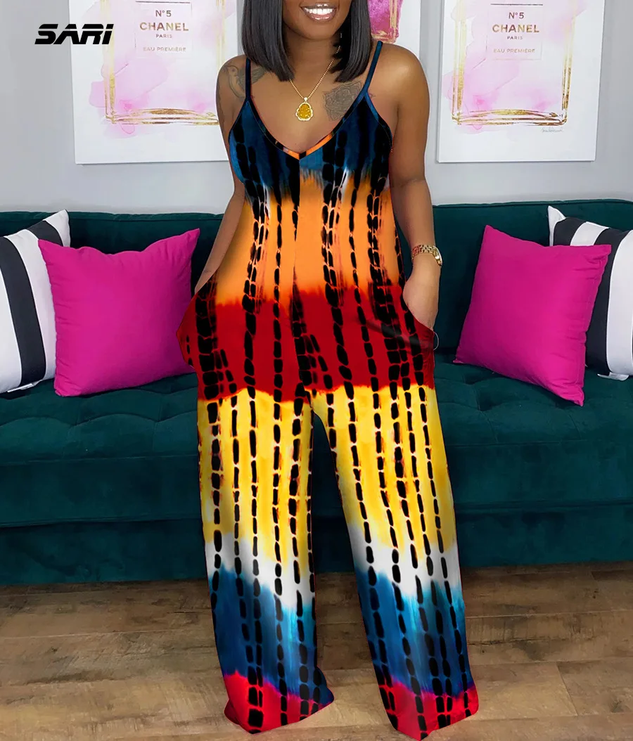 

Женский комбинезон без рукавов, свободный слитный комбинезон на бретелях с V-образным вырезом и карманами, Летний комбинезон