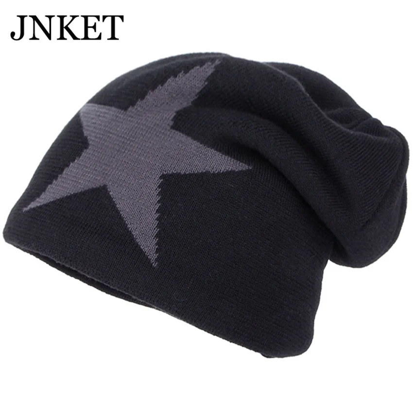 

JNKET осень-зима унисекс теплая вязаная шапка с пентаграммой мешковатая шапка без козырька Повседневная Уличная спортивная Лыжная шапка