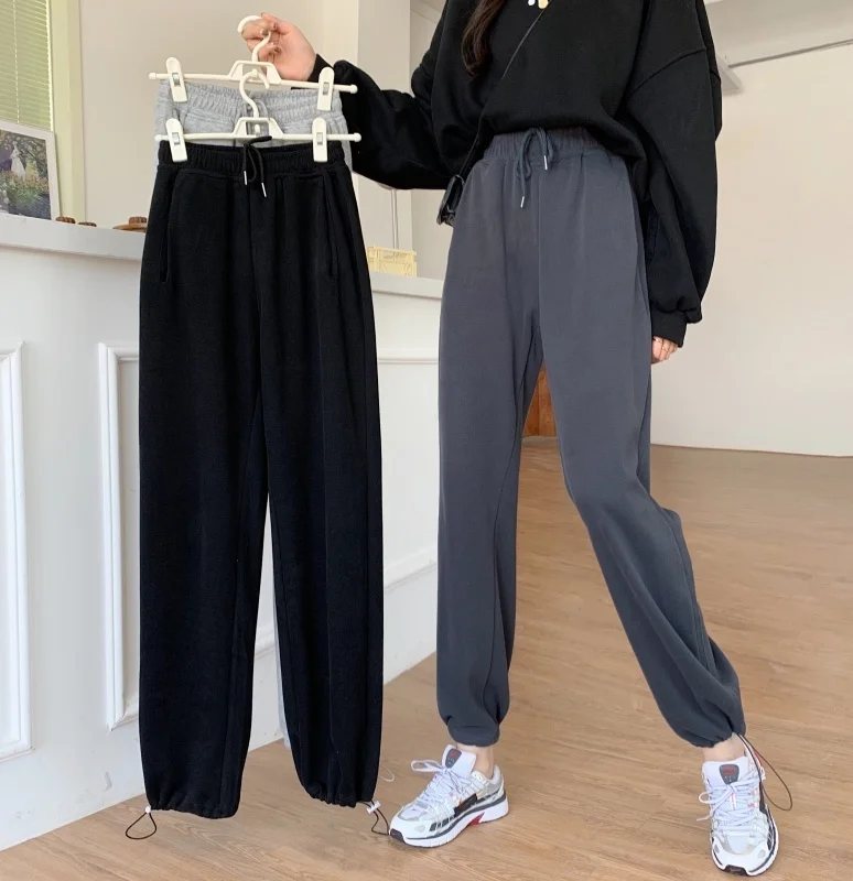 

Женские спортивные брюки, Новинка лета 2021, весенне-осенние свободные тонкие прямые укороченные брюки с широкими штанинами для отдыха