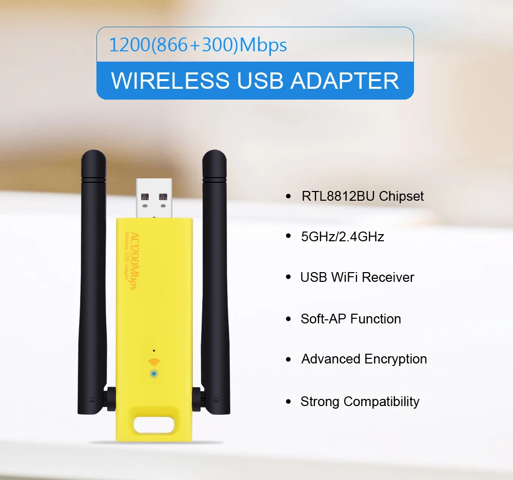 USB 3 0 1200 Мбит/с Wifi адаптер двухдиапазонный 5 ГГц 2 4 802.11AC RTL8812BU антенна донгл сетевая