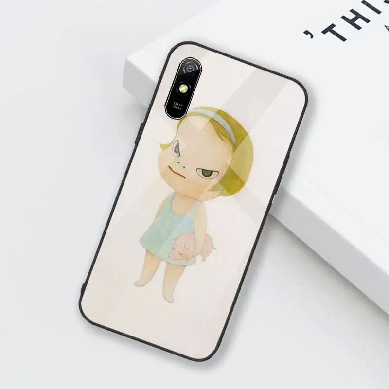

japan Yoshimoto nara cartoon girl Phone Case Tempered glass For xiaomi Redmi 4X 5 6 6A 8 8SE MIX 2 2S Note 3 4 5 6 7 PLUS PRO