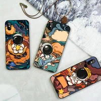 funny cartoon spaceman phone case for iphone 13 11 pro max 12 mini xs mobile shell xr x 6 6s 7 8 plus se 2020 5s 10 hard cover