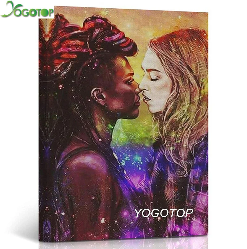 Алмазов картина женской гей целующихся Алмазная мозаика 5d камни в форме ромба из