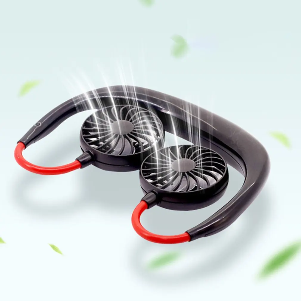 Mini USB Portable Fan Neck Neckband With Rechargeable Battery Desk Fans 180 Degree Adjustable Sport Air Cooler Conditioner | Бытовая