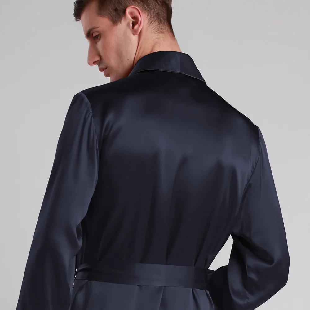 LILYSILK 100 Silk Robe Sleepwear kimono Men 22 momme Contra Full Length Luxury Natural Men's Clothing Free Shipping