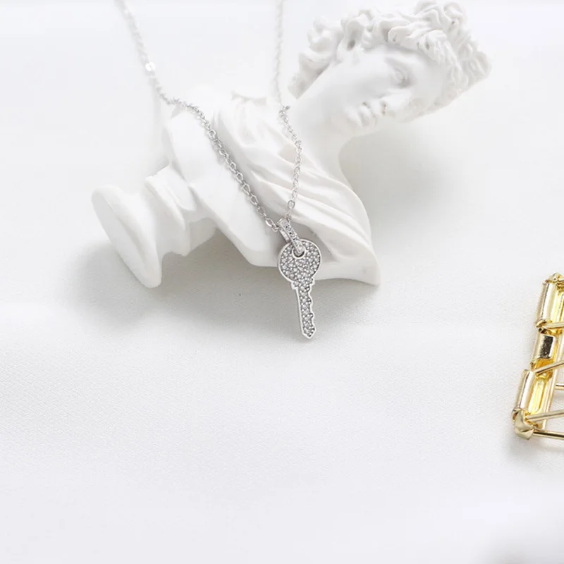 

Новое поступление кубический камень цирконий ключ кулон 925 стерлингового серебра ожерелье для женщин эффектная цепочка подвеска вечерние ...