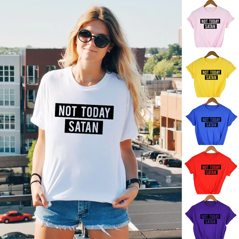 Harajuku Not Today Satan футболка с буквенным принтом забавная графическая рубашка Топы