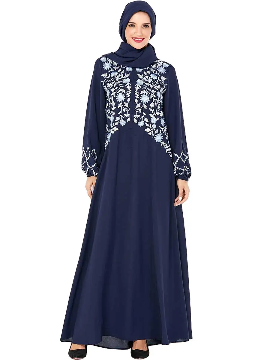 

Abaya Women Kimono Dress Long Robe Dubai Turkey Ethnic Embroidery Muslim Kaftan Arab Casual Loose Prayer Islamic Clothing Dubai