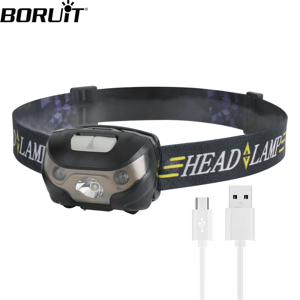 BORUiT LW6062 XPE светодиодный мини налобный фонарь 5 режимов красный светильник мощный