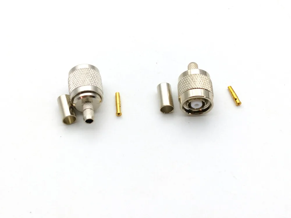 50 шт. латунь 50ohm RP TNC Мужской обжимной для RG58 LMR195 RF коаксиальный разъем