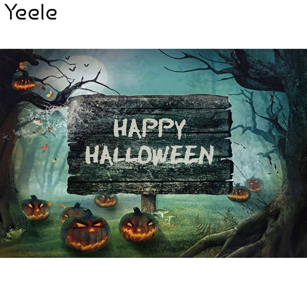 

Фон для фотосъемки Yeele на Хэллоуин с изображением гранж-дерева для детской портревечерние с тыквой фонариком фото для фотосъемки фон для ст...