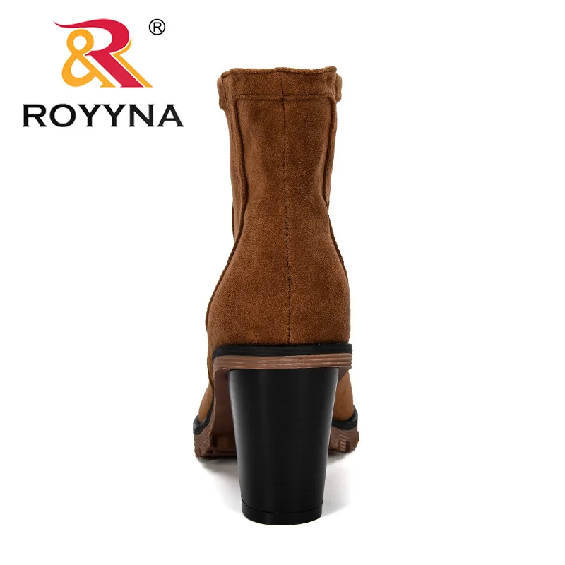 Женские Дизайнерские ботильоны ROYYNA повседневные Нескользящие из флока с круглым
