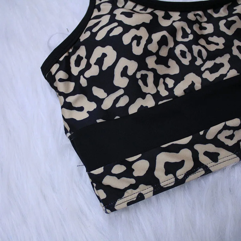 

Tengweng Bandeau Swimwear Female High Waist Bikini Set Leopard Print 2 Pieces Set Swimsuit Women Sports Swimming Bathing Suit
