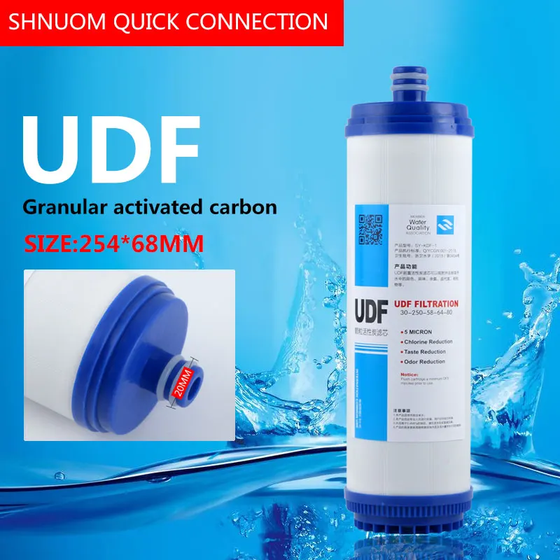 

10 Inch Water Purifier Filter Insert UDF/GAC Granular Activated Carbon Osmosis Kitchen Plug In Compress Odor Carbon