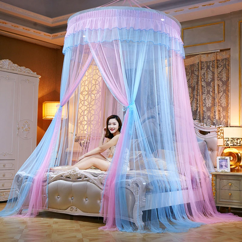 Mosquito Net Red Blue Round Lace Curtain Dome Bed Canopy Netting Princess Summer New Romantic Hanging For Home Decor 2021 | Дом и сад