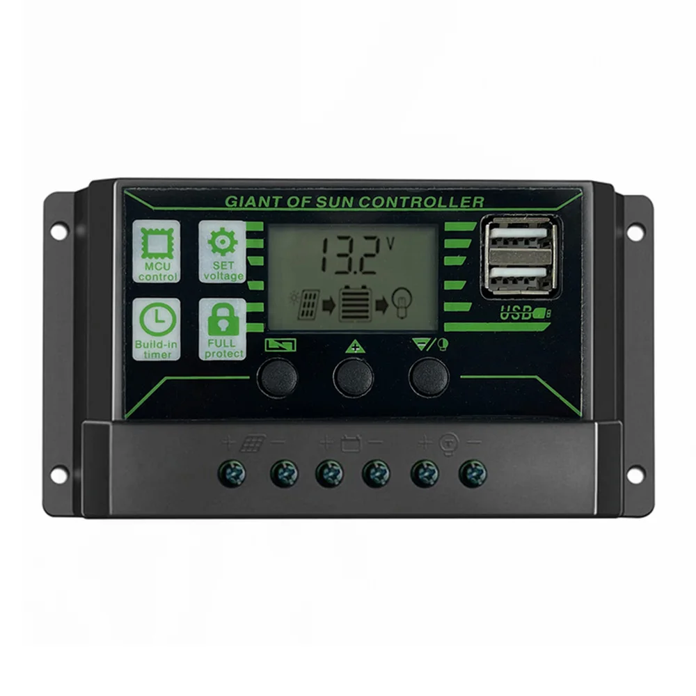 

10-150A DC12V/24V Solar Charge Controller Lithium Battery Charge Regulator LCD Display PWM Dual USB