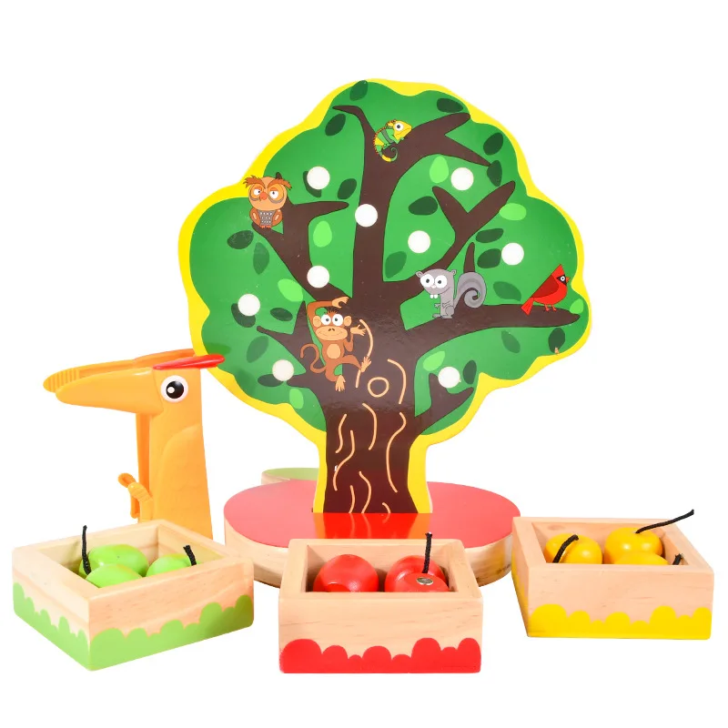 

Kids Color Matching Puzzle Wooden Magnetic Fruit Apple Pear Tree Montessori Toys Children Early Learning Educational Toys Gifts
