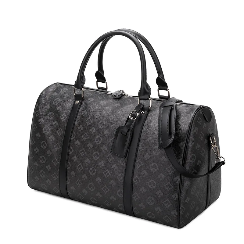 

Hot Luxury Classic Flower Leather Men Women Travel Bag Soft Carry-on Suitcase Luggage Bags Male Travel Shoulder Weekend Bag