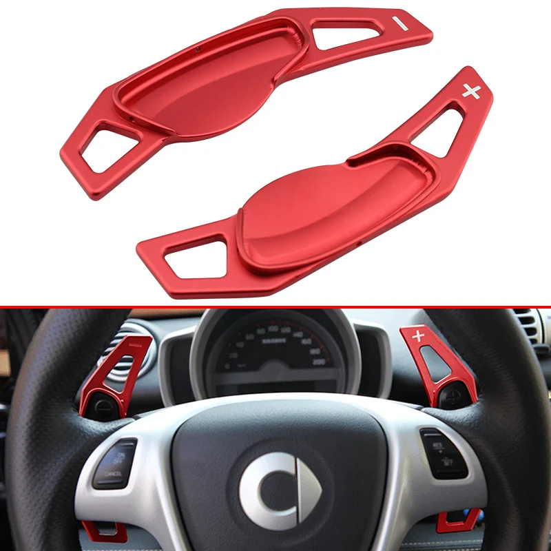 

For Smart Fortwo W451 2007-2014 Aluminium Steering Wheel Gear Shift Paddle Extension Accessories Red