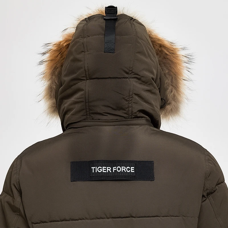 TIGER FORCE, куртка Аляски, мужская зимняя куртка, парка, Мужское пальто Аляски, съемный капюшон, мужское зимнее пальто, искусственный мех, утолщенное