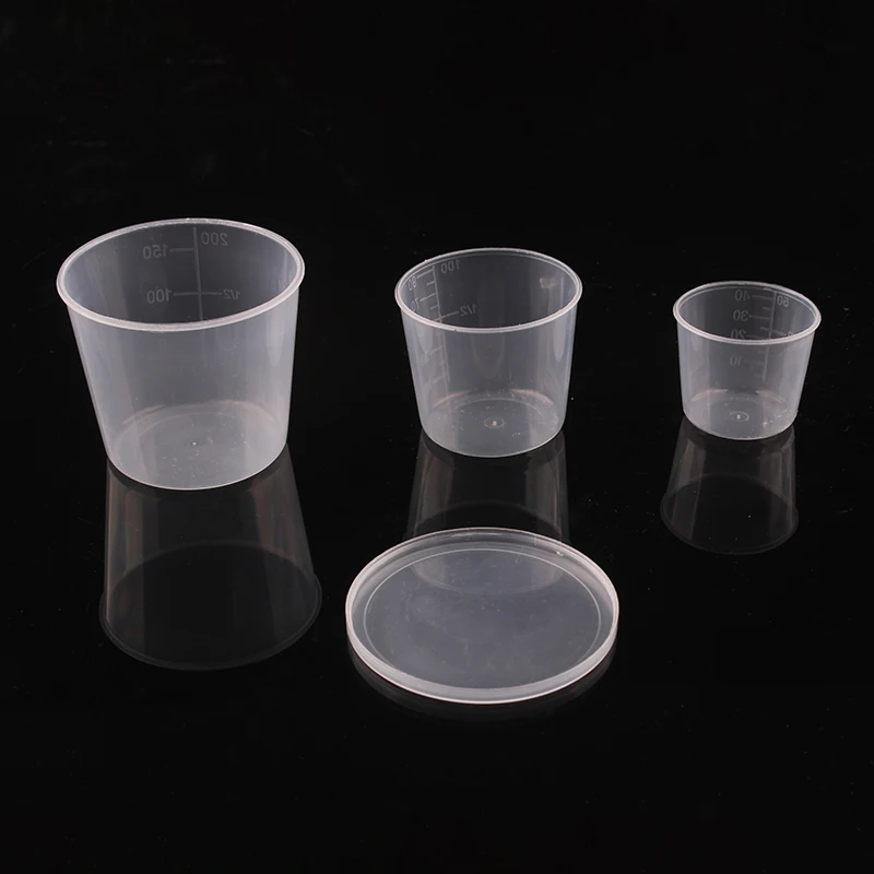 

3pcs/lot 150/90/40ml Plastic Measuring Cups With Cover Fishing Bait Measuring Cup Fresh Water Fishing Measure Tackle Accessories