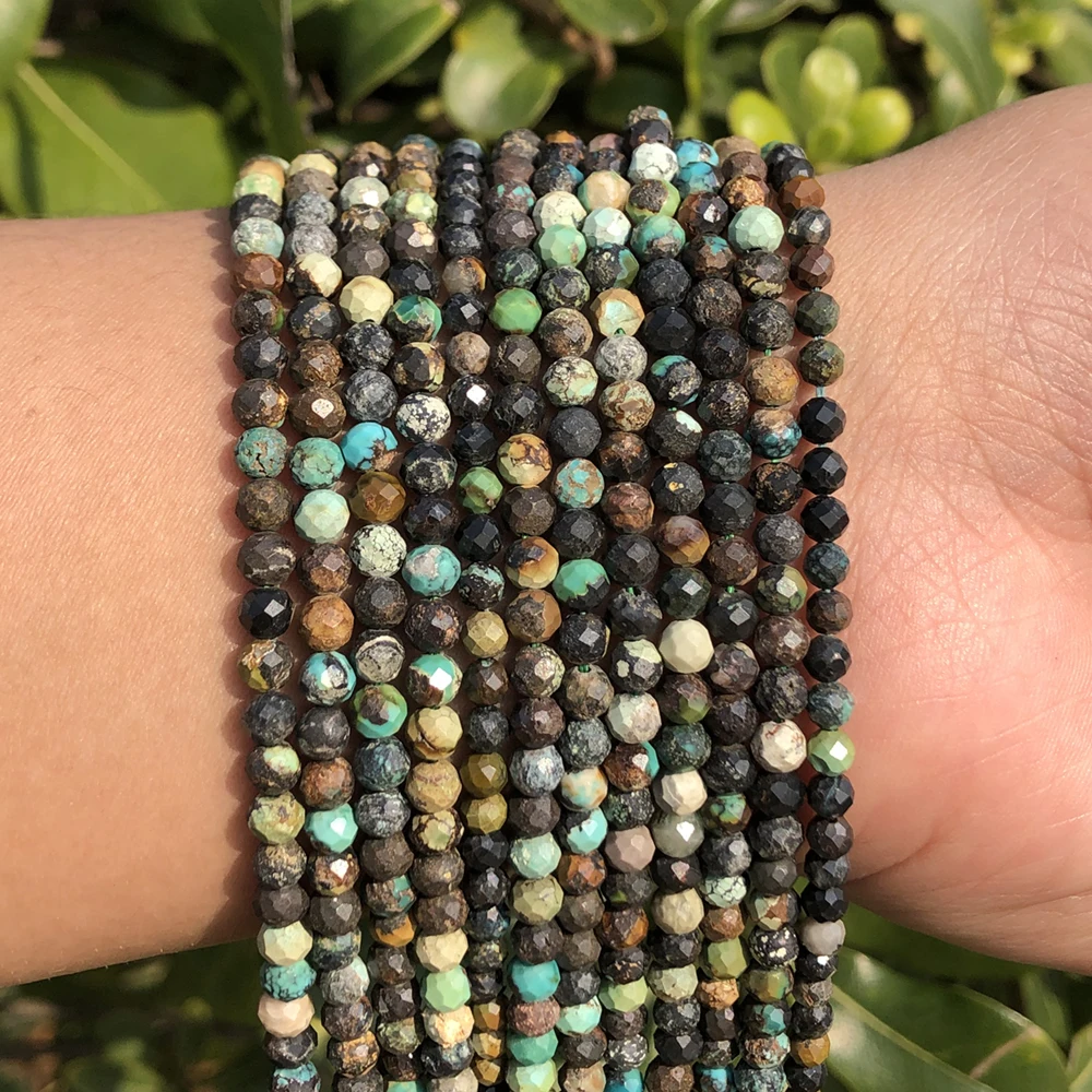 

2 3 4 mm Natural African Turquoises Faceted Stone Beads For Jewelry Making Findings Necklace Bracelet Accessories Supplies 15''
